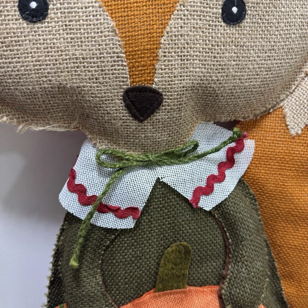 Fall Owl Fox Burlap Hanging Decor Thanksgiving Harvest Autumn Plush Set Of 3 24